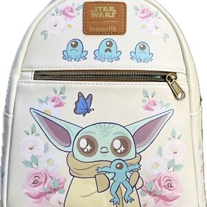 Loungefly Star Wars The Mandalorian Grogu With Frogs & Flowers Mini Backpack